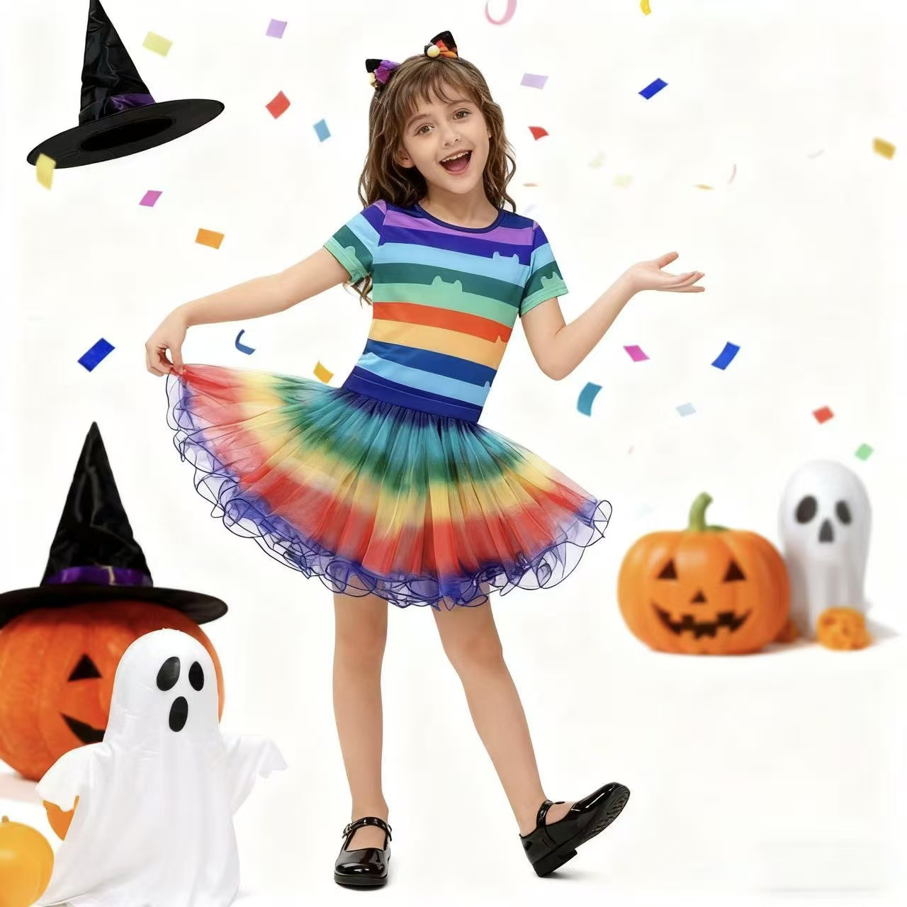 Summer Kids Clothing - Футболка в радужную полоску для девочек,