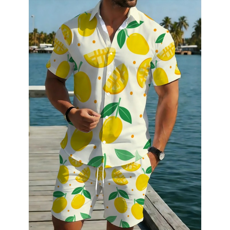 Linen Shorts Men - Мужской комплект из льняной рубашки с