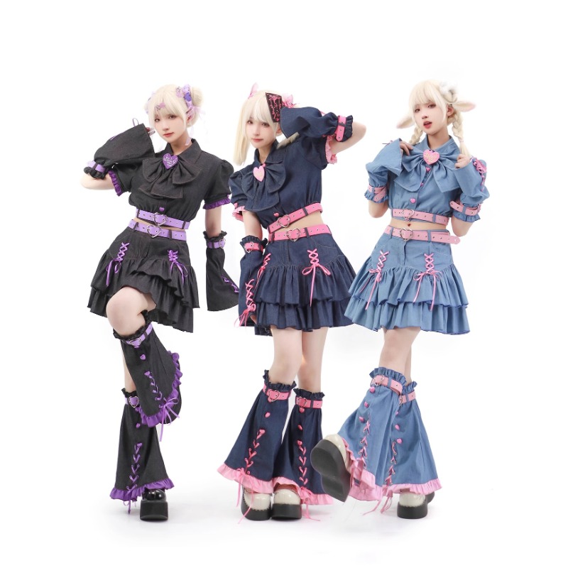 Summer Japanese Clothing - Женский джинсовый костюм милой Y2k в