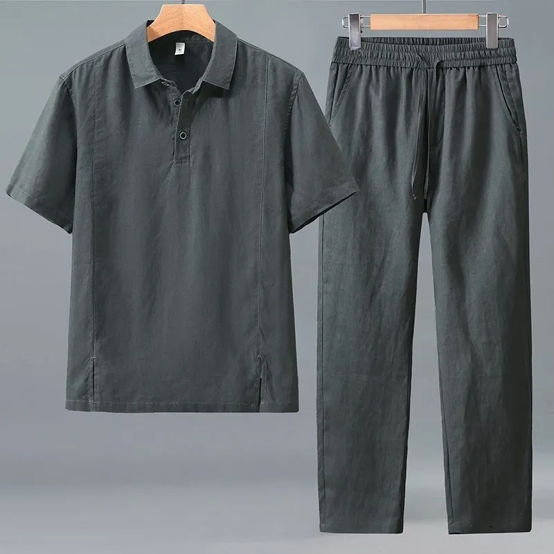 Linen Shorts Men - Мужской летний льняной комплект больших размеров