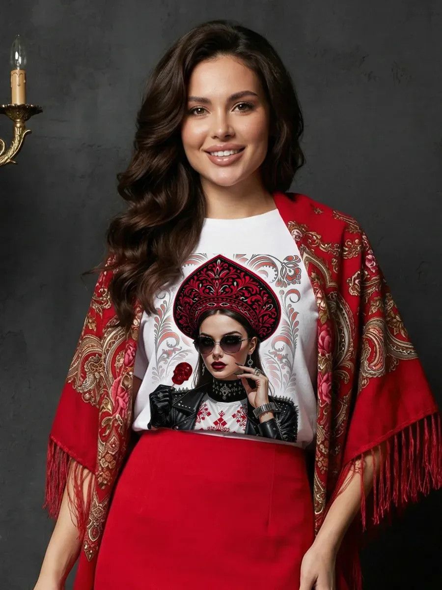 Summer Evenings Clothing - Винтажная женская футболка с русским портретным
