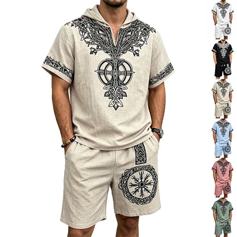Linen Shorts Men - Мужской летний костюм из двух предметов: