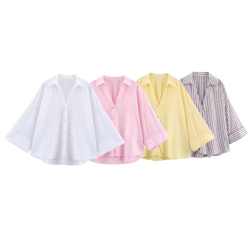 Tie Front Shirt - Женская рубашка HipSeam с широкими рукавами,