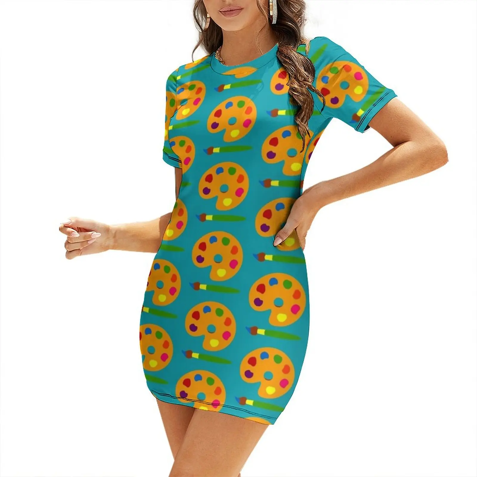 Summer Clothing Color Palette - Яркое платье с коротким рукавом в