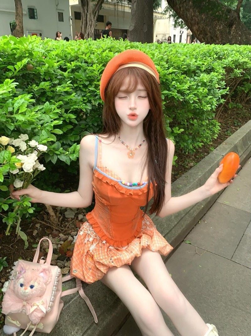 Новинка лета: оранжевый компле – обзор и цена Summer Japanese Clothing