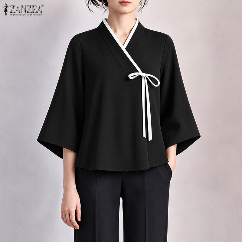 Женская блузка ZANZEA в китайс – обзор и цена Tie Front Shirt