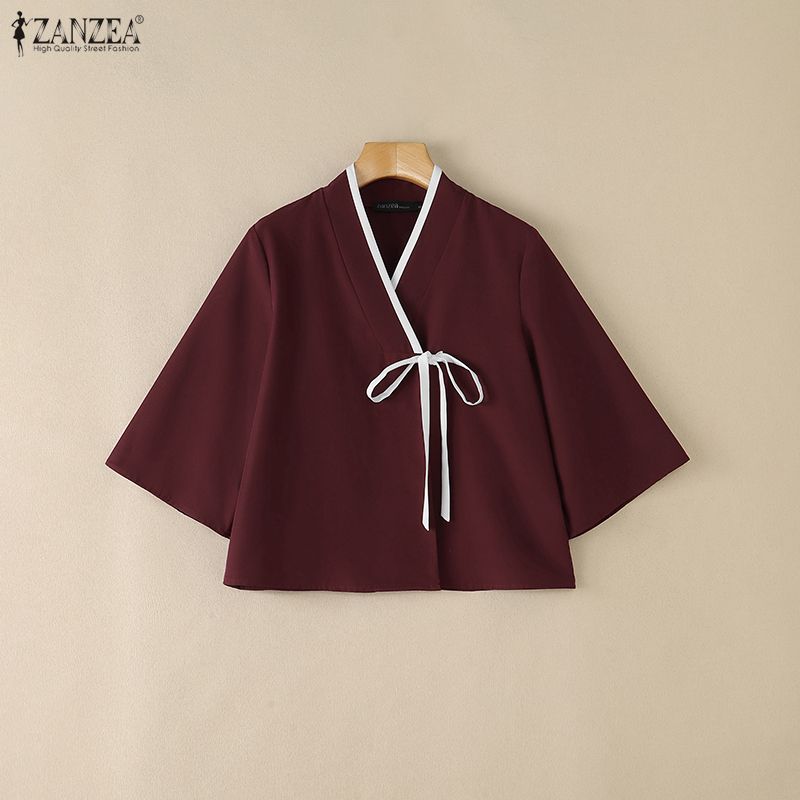 Женская блузка ZANZEA в китайс – обзор и цена Tie Front Shirt