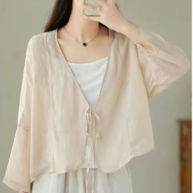 Женский винтажный тонкий карди – обзор и цена Tie Front Shirt