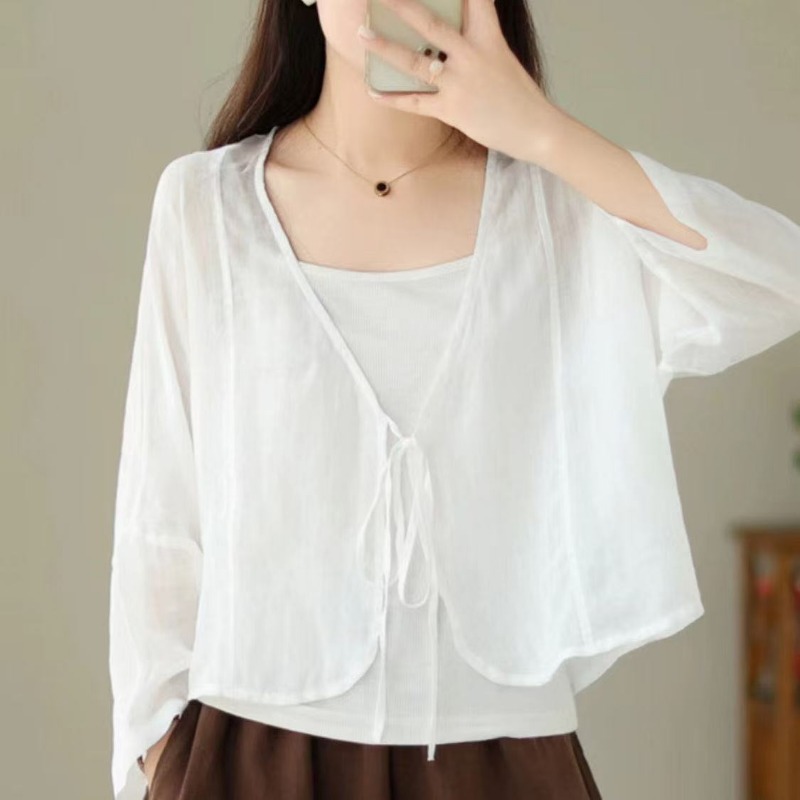 Женский винтажный тонкий карди – обзор и цена Tie Front Shirt