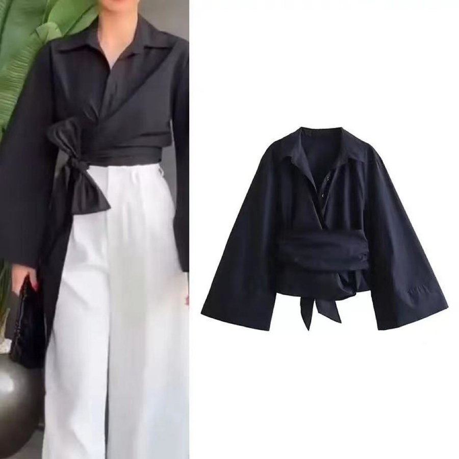 Новая женская модная Повседнев – обзор и цена Tie Front Shirt