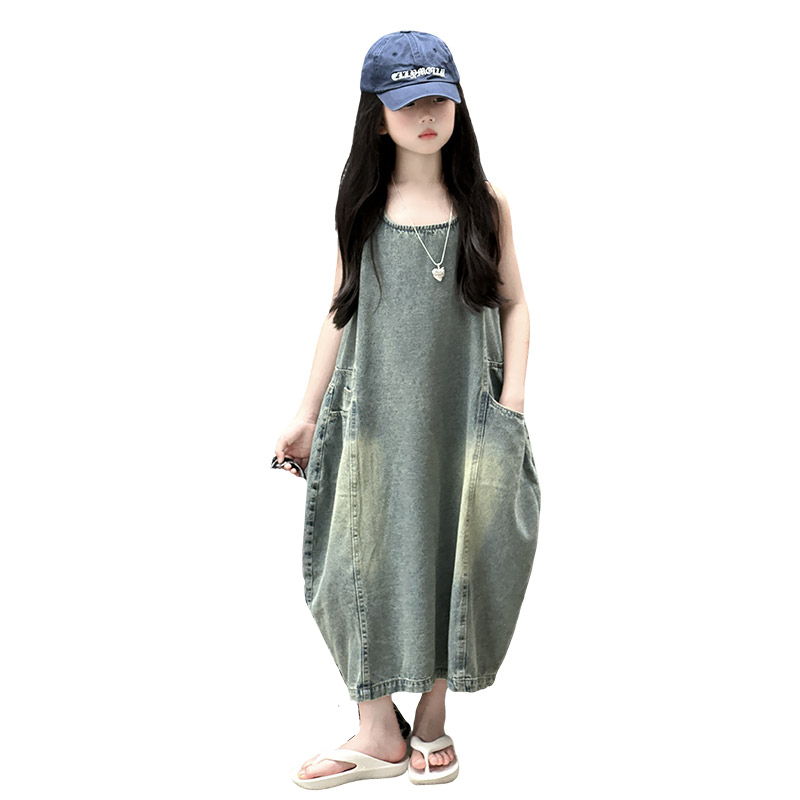 Винтажное синее детское джинсо – обзор и цена Summer Clothing For Girls