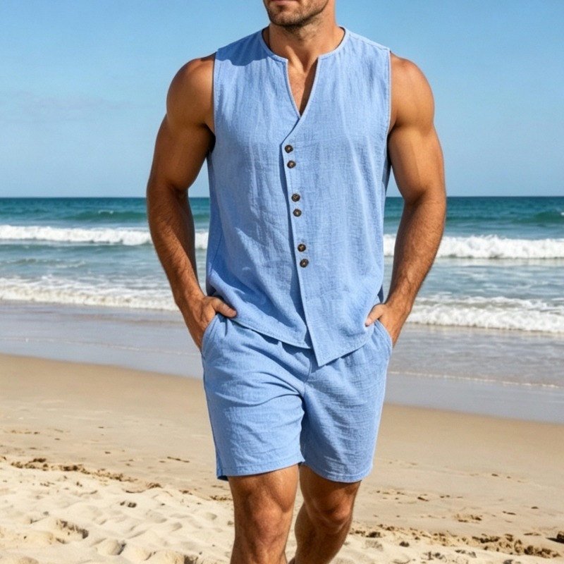 Мужской простой комплект из ль – обзор и цена Linen Shorts Men